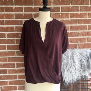 Vince Cross Front Draped Silk Blouse Medium